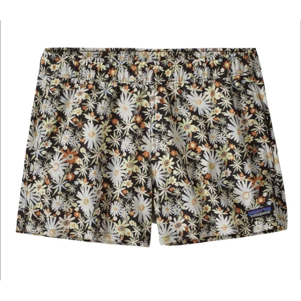 Patagonia Baggies Shorts Womens XS Black Floral Daisy Print Elastic Waist
